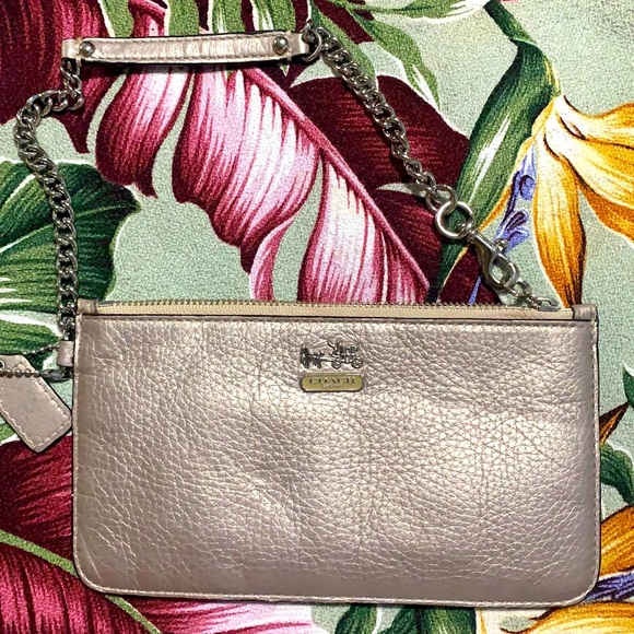 Coach silver wristlet wallet - Picture 1 of 10